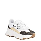 GUESS Damen Calebb Sneaker, White Brown 145, 38 EU