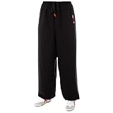 wu designs Baumwolle (Leicht) Kung Fu & Tai Chi Trainingshose Schwarz 185