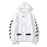 OLIVIAYDS Unisex Erwachsene Mode Off Striped Arrow Hoodie Sweatshirt Hip Hop Pullover Sweater Shirt Trendy Hooded Top, weiß, S