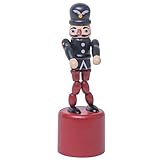 Steh-auf-Männchen Soldat schwarz-rot/ca. 11 cm/Deko-Figur/handbemalt im Kunsthandwerks-Stil/weihnachtlich dekorieren