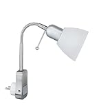 Trio Leuchten Stecker-Spot Ligara 8911211-07, Metall Nickel matt, Schirm Kunststoff weiß, exkl. 1x E14, Schalter, Flexarm