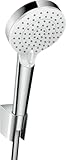 hansgrohe Crometta - Duschset mit Duschkopf (2 Strahlarten), Duschschlauch (1,25 m) und Duschkopfhalterung, Weiß/Chrom, 26691400