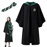 Magier Robe,Magier Uniform,mit Umhang und Krawatte,für Karneval,Halloween,Harry Potter cosplay kostüm (XL, grün)