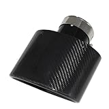 FUNFOB Auspuffblenden Universal Edelstahl Schwarz Oval Breite 150mm Glänzend Carbon Faser Auto Schalldämpfer Spitze Auspuffrohr Düse Dekoration Auto Auspuffroh(48MM)