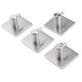 BERNSTEIN Handtuchhaken HK450 selbstklebend 4 Stück - Farbe wählbar, Farbe:Edelstahl gebürstet