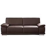 CAVADORE Corianne Kleines 2,5-Sitzer-Sofa aus Kunstleder, modernes Design, verstellbare Armlehnen, Maße 191 x 80 x 99 cm, Braun