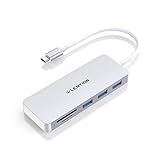 LENTION USB-C Hub mit Typ C, USB3.0 Anschlüsse und SD/Micro SD Kartenleser für 2020-2016 MacBook Pro 13/15/16, Neues Mac Air/iPad Pro/Surface, ChromeBook, More, Multiport Type C Adapter (Silber)