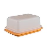 Tupperware Butterdose orange-weiß Butterschatz für Butter bis 6,5 cm Höhe! C21 (inkl.China- Löffel)