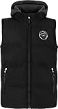 normani Kinder Winterweste Steppweste Übergangsweste für Jungen und Mädchen Kapuzenweste Ärmellos aus recyceltem Polyester Farbe Schwarz Größe 146-152