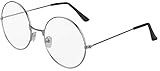 Balinco Weihnachtsmann Brille Rund I Nikolaus I Oma | Opa | Nerd Rund Silber mit klaren Gläsern Accessoire für Damen & Herren zum Karneval/Fasching oder Festival