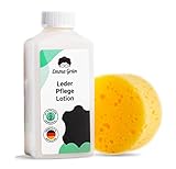 Emma Grün Lederpflege Sofa Glattleder 250ml, Pflegemittel für Ledersofa mit Bienenwachs, Natürliche Lederlotion für Ledercouch, Milde Lederpflege Lotion mit Schwamm Made in Germany