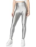 Urban Classics Damen Ladies Highwaist Shiny Metalic Leggings Hose, darksilver, M
