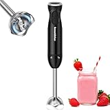 Bonsenkitchen Pürierstab, Stabmixer Elektrischer, 1000W Pürierstab Edelstahl, Stufenlos Geschwindigkeiten, für Babynahrung, Suppe, Smoothies, Püree, Sauce hand blender, Schwarz, HB3201