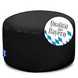Bruni Pouf Sitzhocker L in Schwarz – runder Sitzpouf, Indoor und Outdoor als Fußhocker, Yoga-Sitzkissen, Meditationskissen geeignet, in Deutschland gefertigt