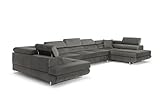 COMFORTINO FURNITURE Ecksofa mit Schlaffunktion Big PASTI U-Form, Sofa Couch mit Bettkasten, 3-Sitzer Eckcouch, Schlafsofa für Wohnzimmer, Big Sofa Couch mit Schlaffunktion (Dunkelgrau)