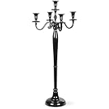Gräfenstayn® Kerzenleuchter ALU 1, 3 oder 5-armig - 40/60/80cm - Silber, Schwarz, Weiß, Gold (Schwarz, 80cm)