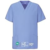 EXNER Medizinischer Schlupf-Kasack, OP-Kasack, Unisex, für Krankenpflege, Altenpflege, Farbe Light Blue, Größe M