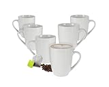 Kaffeetasse 350 ml aus Porzellan - 6er Set/weiß - Kaffeebecher Tasse Becher