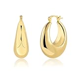 ALEXCRAFT 14K Dick Creolen Gold Goldener Ohrringe Vergoldet für Damen Chunky Hoops Gold Geschenk für Frauen Freundin Mama Mädchen