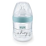 NUK Beach Nature Sense Plastic Bottle 150 ml with Silicone Small Feed Hole Teats (0-6 Months) Boy