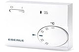 EBERLE 1482049 111110451100 Eberle RTR - E 6202 Raumtemperaturregler mit Netzschalter Ein / Aus und LED Heizen, Reinweiß