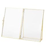 Fotorahmen, Messing Retro Glas Metall Desktop Fotorahmen Halterung Kupferstreifen Metall (6x8Zoll/15x20cm)