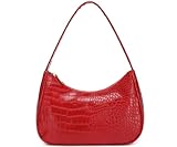CYHTWSDJ Damen Shoulder Bags for Women, Cute Handbag Mini Clutch Purse with Zipper Closure Hobo Tote Handtasche, Rot, Kroko-Optik