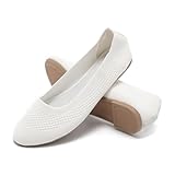 Damen Ballerina Flache Schuhe Komfort Slip On Klassische Rundkappe Pumps Schuhe Knit Faltbare Ballerinas Elegant Bequem Sommerschuhe Walking Flats für Frauen
