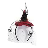 OIXYEY Hexenkostüm Damen,Sexy Hexenhut Haarreif Mit Schleier, Federn, Schleife, Hexen Zubehör, Halloween Deko, Hexenkostüm, Halloween, Karneval, Fasching