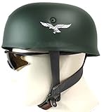 REMEK German WWII M38 Stahlhelm, WW2 Helmet Mit Lederfutter Kinnriemen Replik-Helm Fallschirmjägerhelm Allroundhelme Für Militärische Ausrüstung Aus Dem Zweiten Weltkrieg