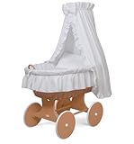 Waldin Stubenwagen-Set mit Ausstattung,XXL,Bollerwagen,komplett,24 Modelle wählbar,Gestell/Räder lackiert,Stoffe weiß