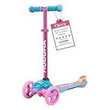 HUDORA Scooter Flitzkids 2.0 I Stabiler Kinderscooter mit großer Trittfläche I Höhenverstellbarer & transportierbarer Mini-Dreirad-Roller für bis zu 50kg I Dreiradscooter aus Aluminium für Kinder