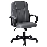 NSMAZXO MIXASTEP Schreibtisch Bürostuhl aus PU-Leder,Drehstuhl mit Verstellbarer Höhe, festen Armlehnen & 360°-Rädern, robuster Schreibtischstuhl für Erwachsene, Gaming, Lernen, Arbeiten