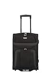 Travelite 2-Rad Handgepäck Koffer erfüllt IATA Bordgepäck Maß, Gepäck Serie ORLANDO: Klassischer Weichgepäck Trolley im zeitlosen Design, 098487-01, 53 cm, 37 Liter, schwarz
