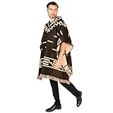 ALPAKITAS Premium Alpakawolle Poncho - Western Kapuzenumhang für Damen & Herren - 70% Alpaka, weicher & warmer mexikanischer Poncho, Cleant Eastwood, Einheitsgröße