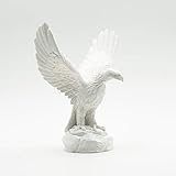 Helcee Statue Alabaster, Adler mit offenen Flügeln, handgefertigt, 24,1 cm