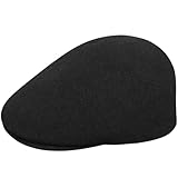 Kangol Seamless Wool Gatsby 507 Flatcap Schiebermütze Schnabelmütze Gatsbymütze Wollcap Schirmmütze Damen/Herren - mit Schirm, Schirm Winter Herbst-Winter - M (56-57 cm) schwarz
