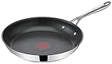 Tefal Jamie Oliver Cook´s Direct On Bratpfanne E30406 | 28 cm | Induktionsgeeignet | Spülmaschinengeeignet | Langlebige Antihaft-Beschichtung | Thermo-Signal-Technologie | Edelstahl/Schwarz