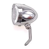 Retro LED Scheinwerfer Fahrrad Licht vorne Frontlicht mit Chrom Look und Batteriebetrieb