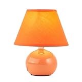 BRILLIANT Primo Tischleuchte – stilvolle Tischlampe mit Stoffschirm – kleine Tischleuchte für Nachttisch, Schlafzimmer & Wohnzimmer – E14-Fassung und Schalter – orange, Pfirsich