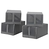Skubb IKEA Schuhkarton - 4er Set in 22x34x16 cm - Aufbewahrung für Schuhe - dunkelgrau