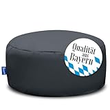 Bruni Pouf Sitzhocker M in Grau – runder Sitzpouf, Indoor und Outdoor als Fußhocker, Yoga-Sitzkissen, Meditationskissen geeignet, in Deutschland gefertigt