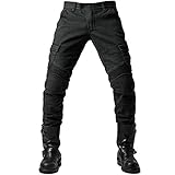 GEBIN Herren Motorradhose, Motorrad Jeans Biker Trousers, Sportliche Motorrad Hose Fahrrad Riding Schutzhose, Mit Protektoren Motorradhose (Black,M)