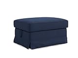 MASTERS OF COVERS Hockerbezug Kompatibel mit IKEA Ektorp Hocker, Ersatzbezug, Handgefertigt, 100% Baumwolle, 82 x 62 x 44 cm (Blau, Baumwolle)