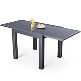 JUMMICO Aluminium Ausziehbarer Gartentisch, 80-160 cm erweiterbar, wetterfest, bis 160 cm verlängerbar, Gartentisch für Balkon, Terrasse, Garten - Dunkelgrau
