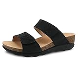 Dansko Women's Maddy Black Milled Cork Wedge Sandals 10.5-11 M US