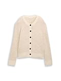 TOM TAILOR Damen 1049149 Bouclé Cardigan mit Wollanteil, 36844-sand Stone beige Melange, L