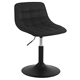 WOLTU Schminktisch Stuhl Hocker für Schminktisch, Schlafzimmer & Esszimmer - Höhenverstellbar, 360° Drehbar mit Rückenlehne, aus Bequemer Samt, Schwarz, BH300sz-1