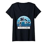 Damen Mannheim Eishockey Fan T-Shirt – Adler T-Shirt mit V-Ausschnitt
