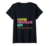 Damen Kaffee Schokolade Men The Richer the Better T-Shirt mit V-Ausschnitt
